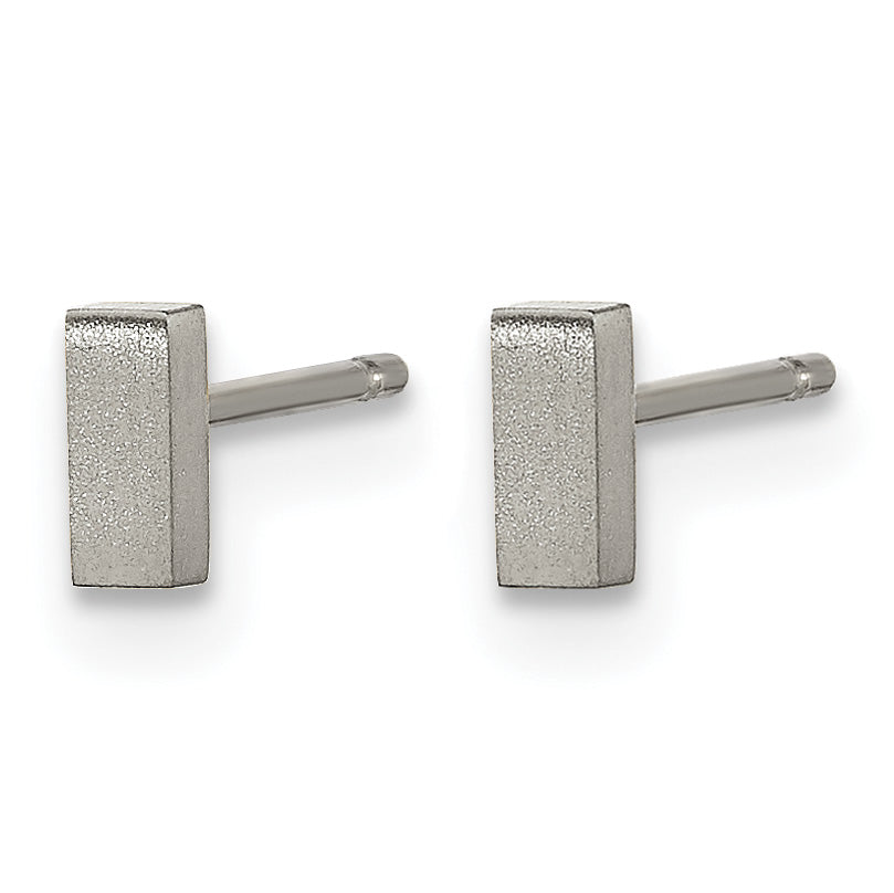 Titanium Brushed Button Earrings