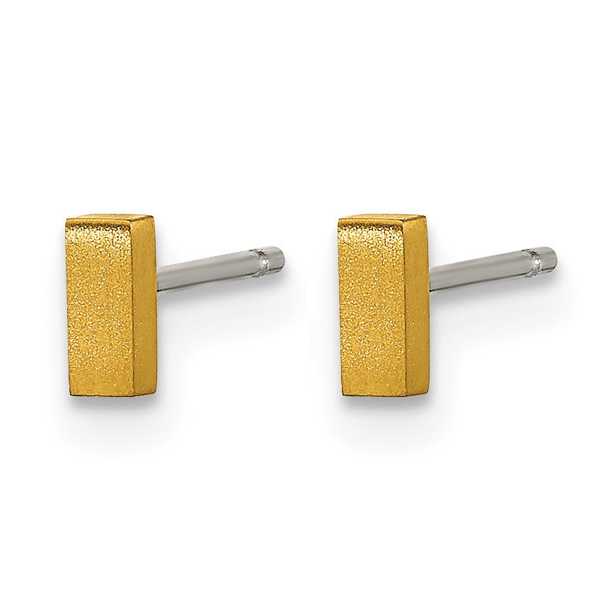 Titanium Gold-Tone Brushed Button Earrings Secondary image