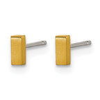 Titanium Gold-Tone Brushed Button Earrings