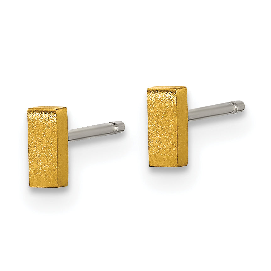 Chisel Titanium Brushed Yellow IP-plated Rectangle Post Earrings