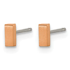 Titanium Rose Gold-Tone Brushed Button Earrings