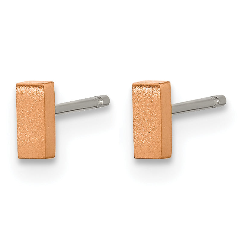 Titanium Rose Gold-Tone Brushed Button Earrings