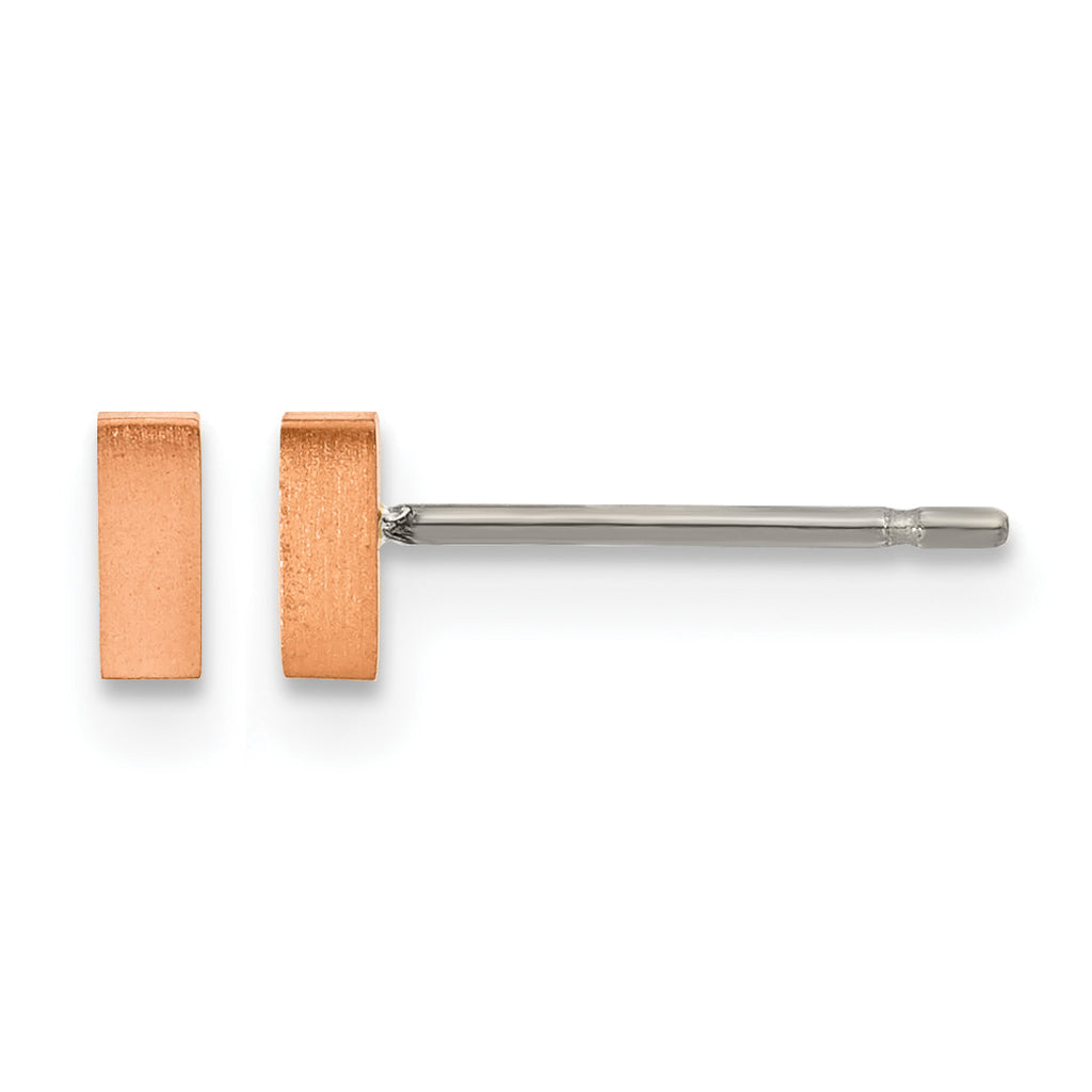 Titanium Rose Gold-Tone Brushed Button Earrings