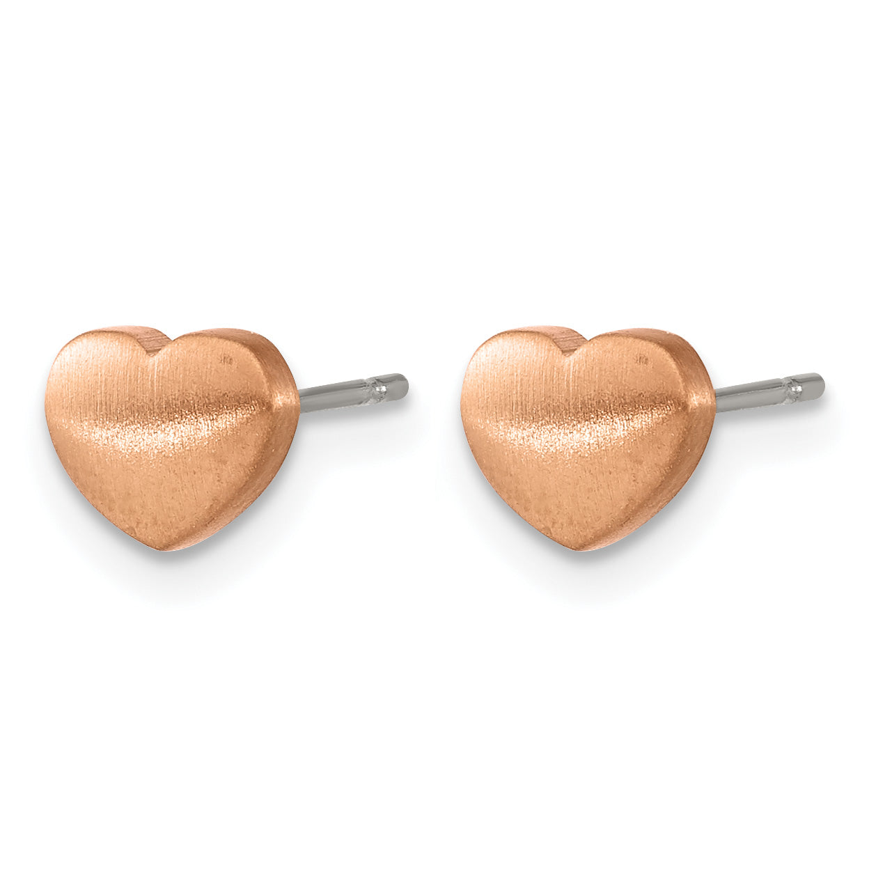 Titanium Rose Gold-Tone Brushed Heart Button Earrings for Women Secondary image