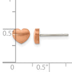 Titanium Rose Gold-Tone Brushed Heart Button Earrings for Women