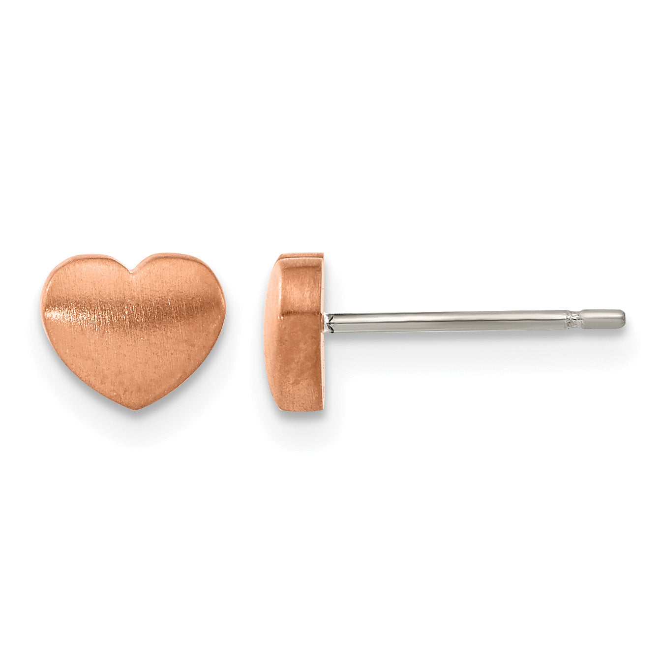 Titanium Rose Gold-Tone Brushed Heart Button Earrings for Women Main image