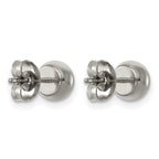 Polished Cubic Zirconia Titanium Ball Stud Earrings 6mm