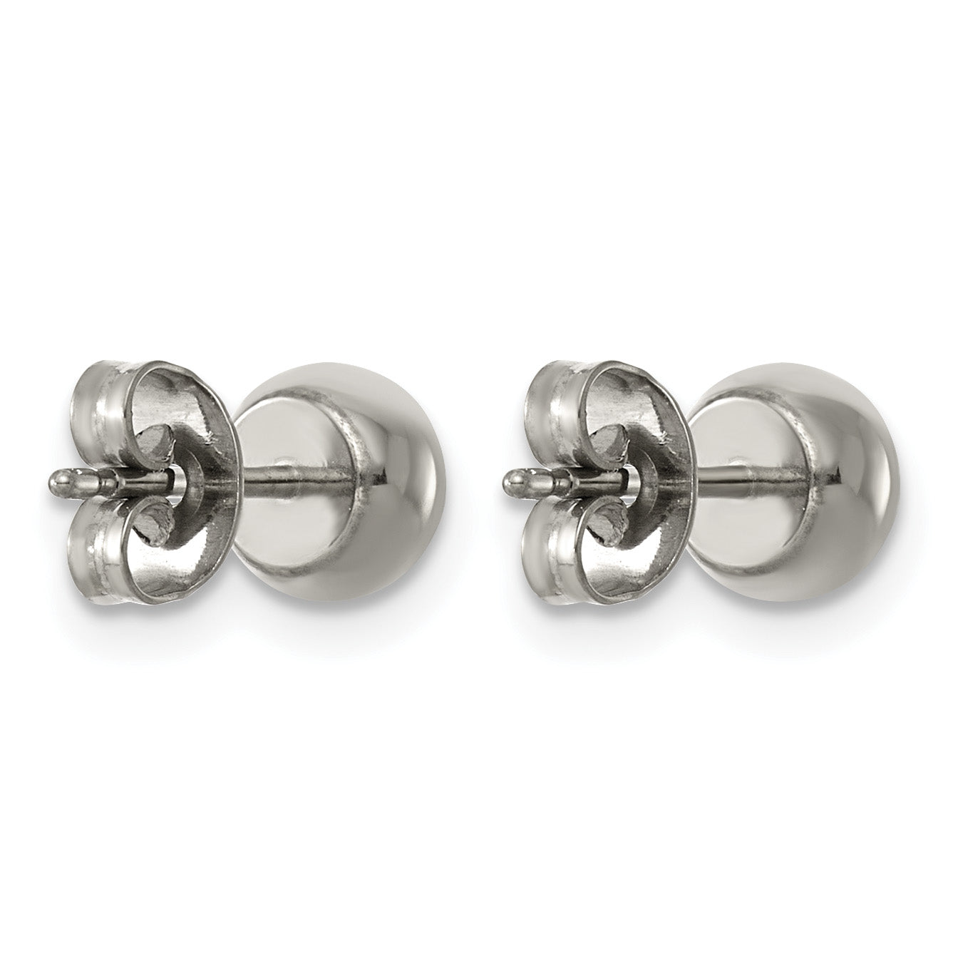 Polished Cubic Zirconia Titanium Ball Stud Earrings 6mm
