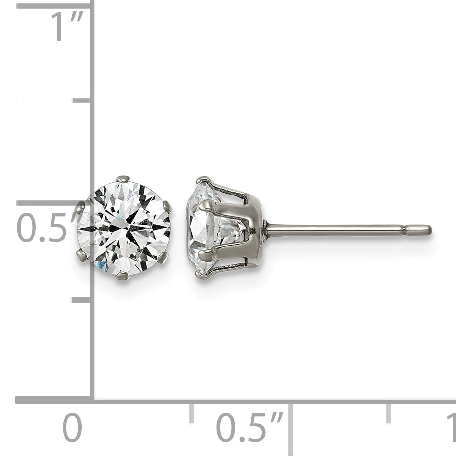 Titanium Cubic Zirconia Stud Earrings for Women