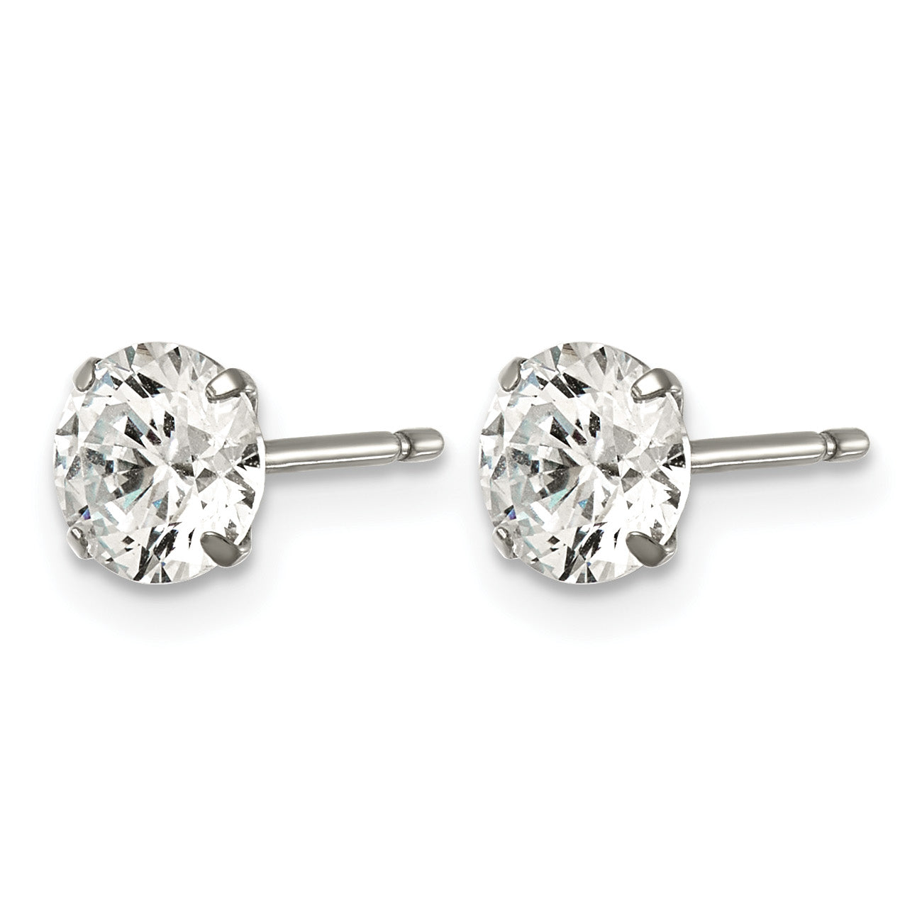 Polished Cubic Zirconia Titanium Stud Earrings 6mm Secondary image