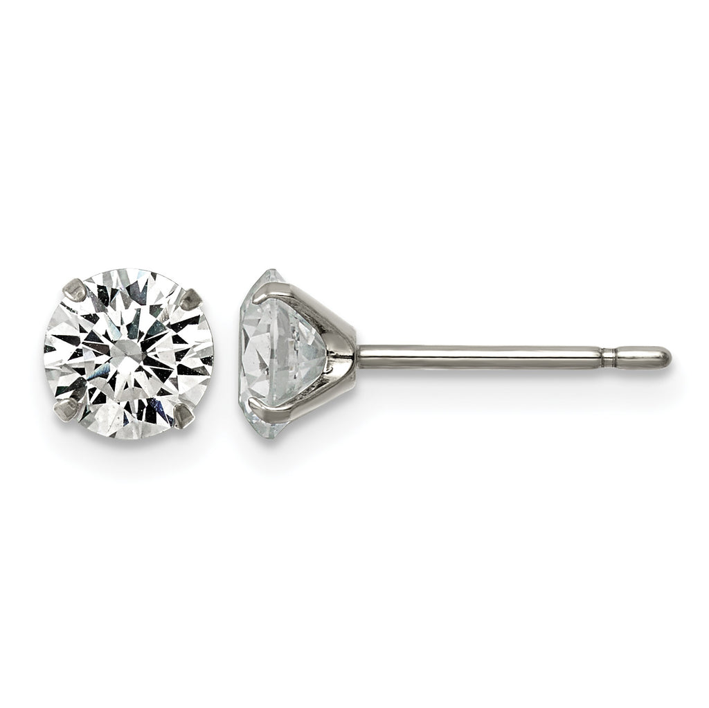 Titanium Cubic Zirconia Stud Earrings for Women