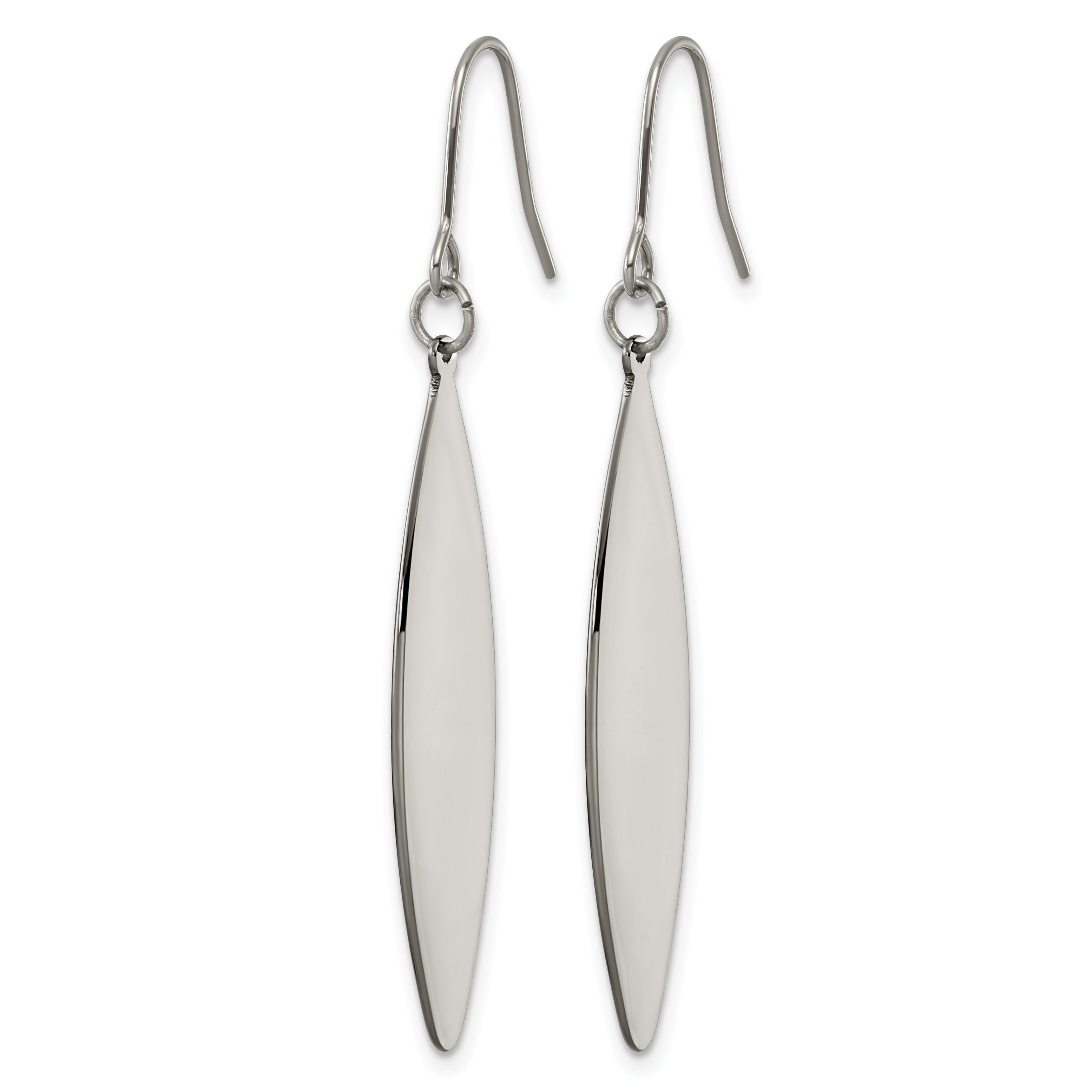 Polished Leaf Titanium Drop Earrings 9mm Secondary image