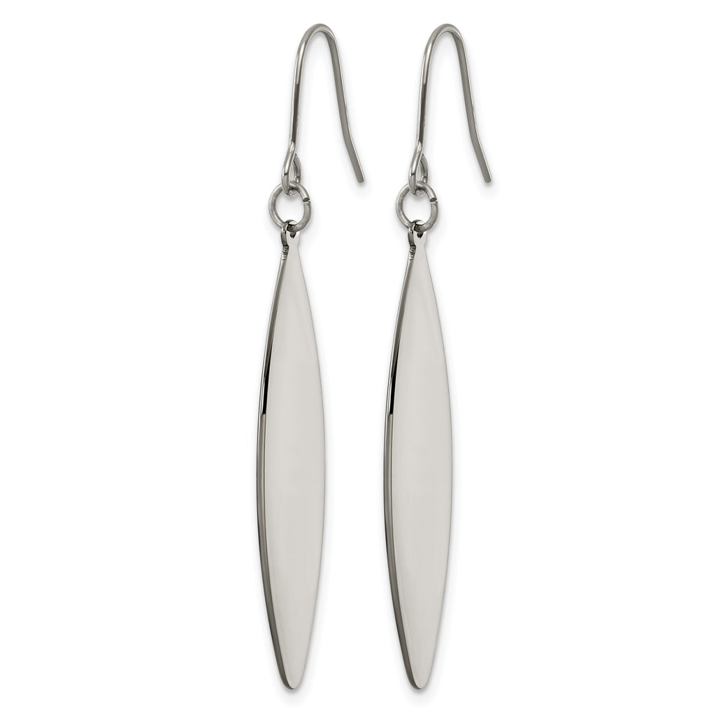 Polished Leaf Titanium Drop Earrings 9mm