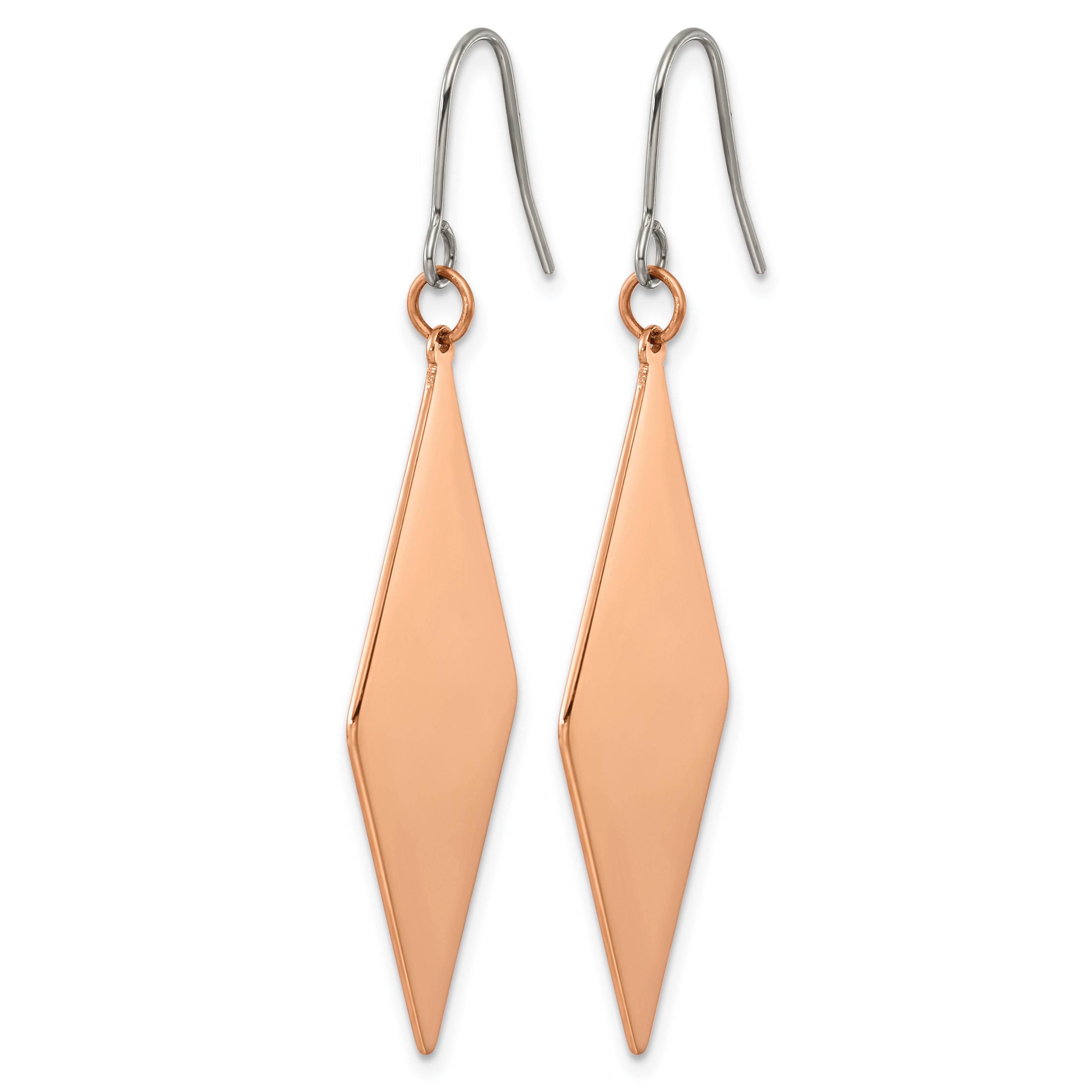 Polished Rose-Tone Titanium Drop Earrings 15.1mm Secondary image