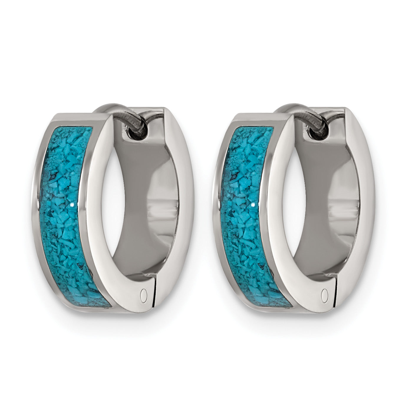 Titanium Hinged Blue Turquoise Huggie Hoop Earrings for Women