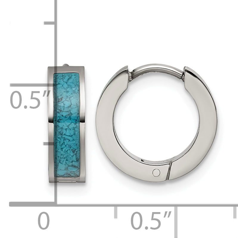 Titanium Hinged Blue Turquoise Huggie Hoop Earrings for Women