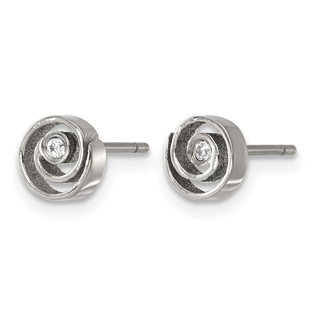 Titanium Cubic Zirconia Button Earrings for Women