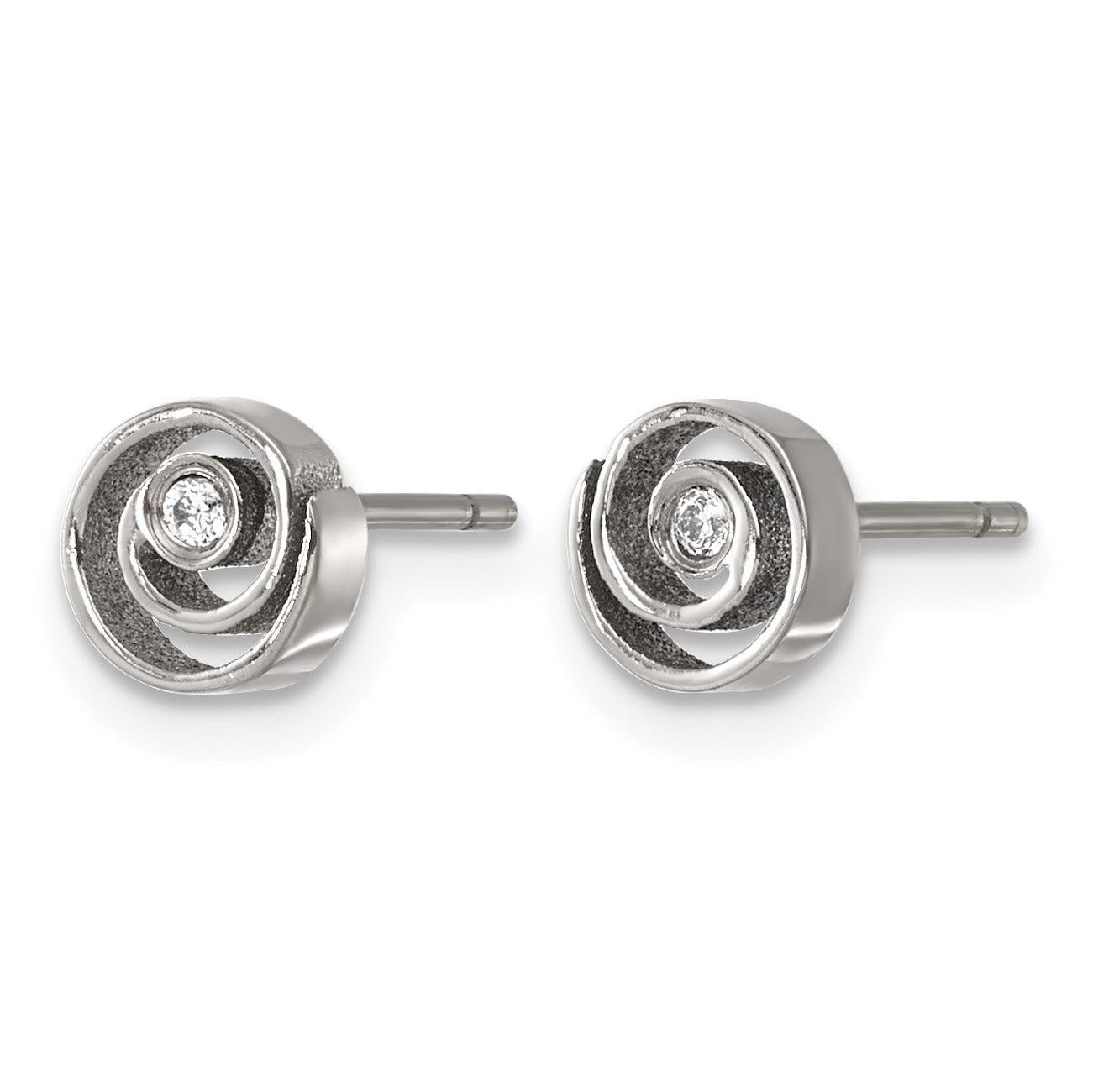 Titanium Cubic Zirconia Button Earrings for Women