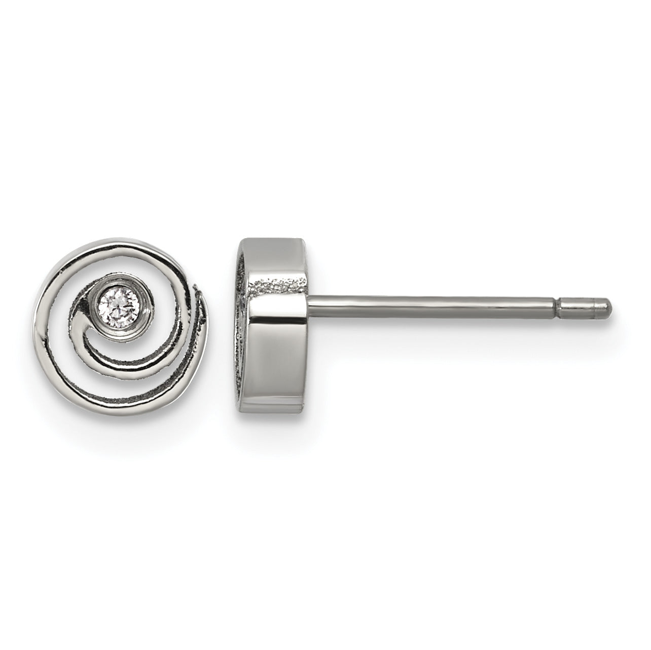 Polished Cubic Zirconia Titanium Button Earrings 6.35mm Main image