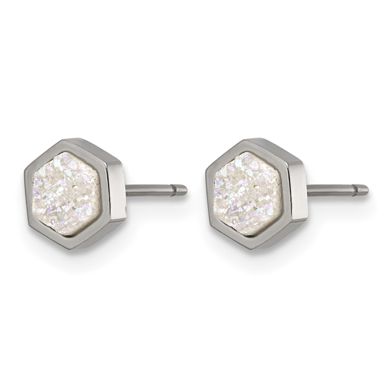 Polished Titanium Button Earrings 6.6mm Secondary image