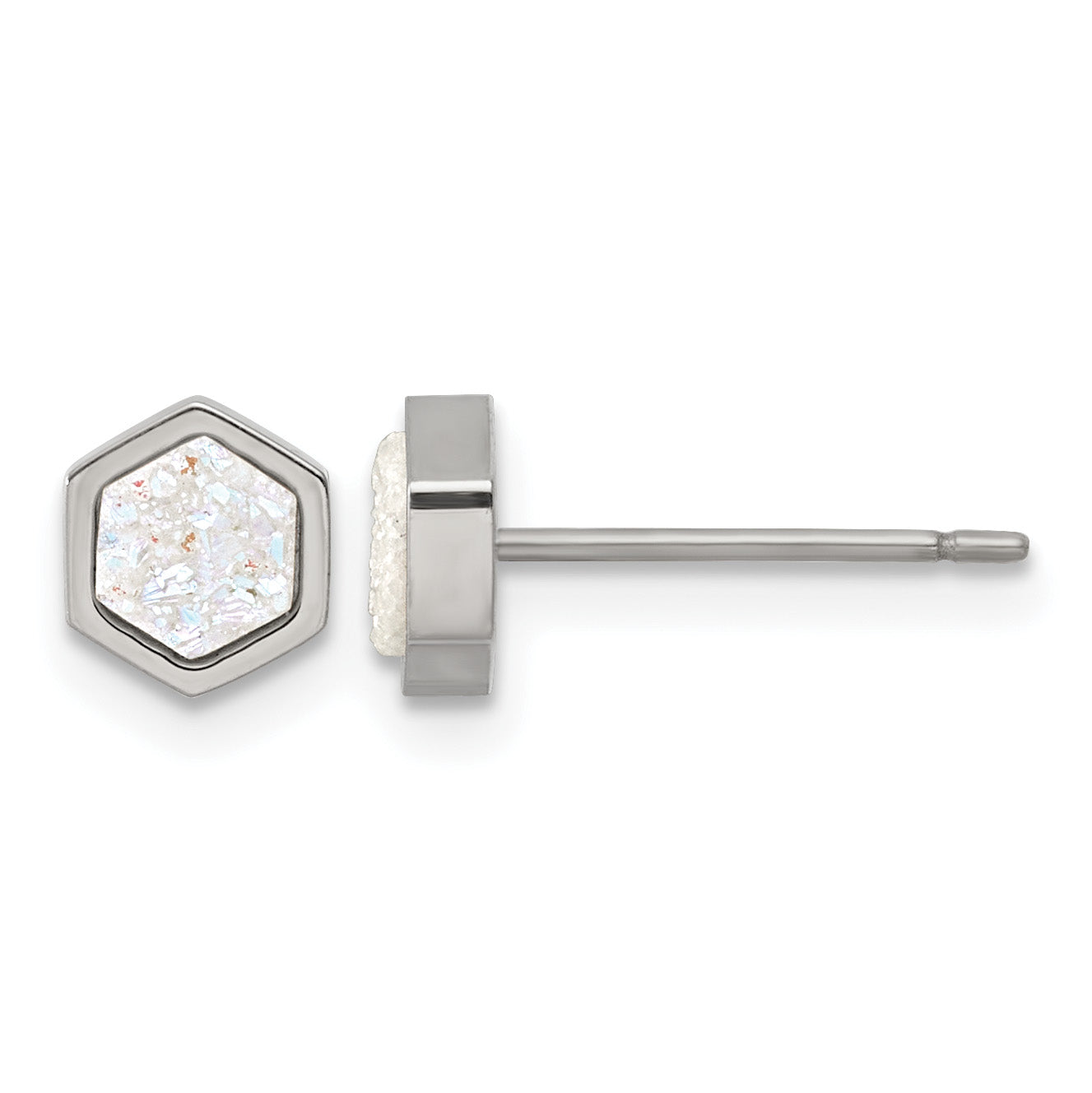 Polished Titanium Button Earrings 6.6mm