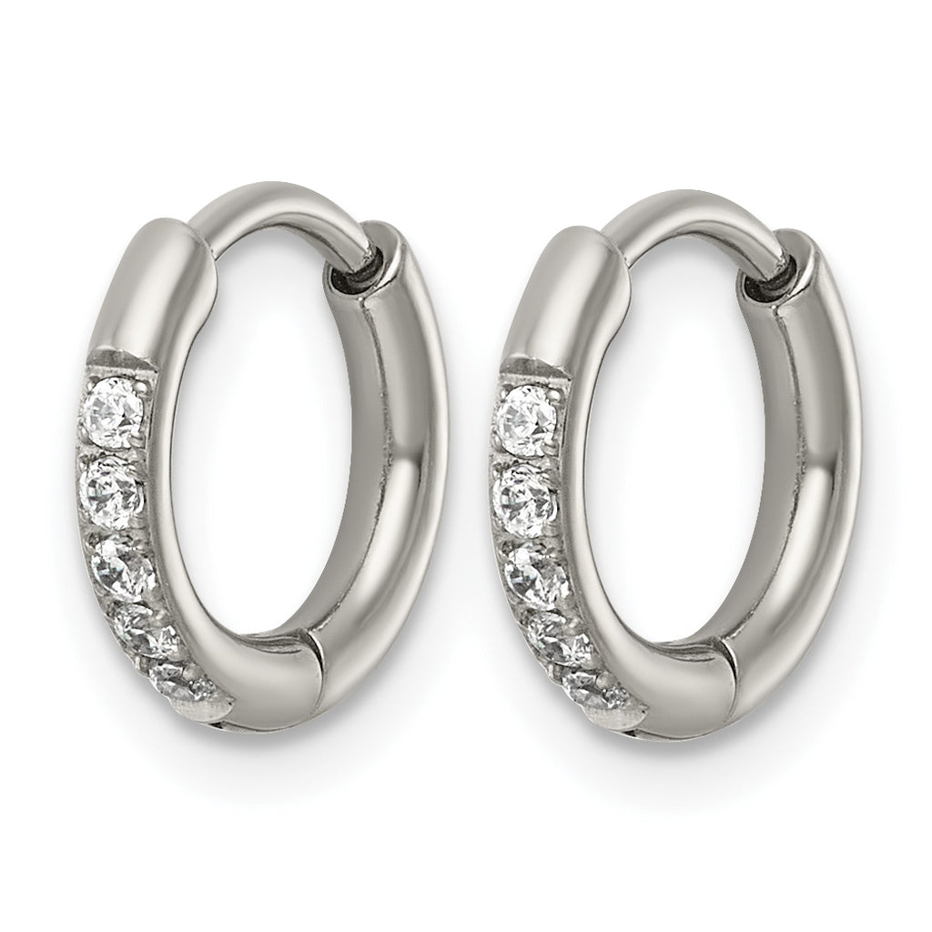 Titanium Hinged Cubic Zirconia Huggie Hoop Earrings for Women