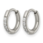 Titanium Hinged Cubic Zirconia Huggie Hoop Earrings for Women