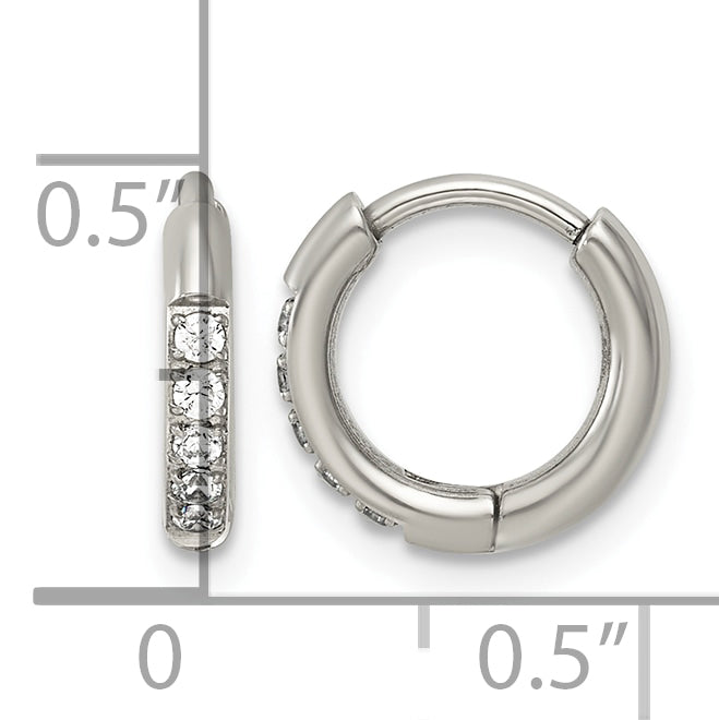 Titanium Hinged Cubic Zirconia Huggie Hoop Earrings for Women