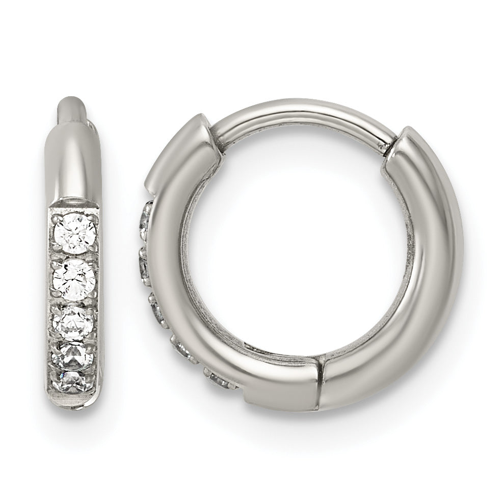 Polished Cubic Zirconia Titanium Hoop Earrings 11.8mm Main image