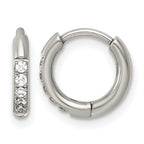 Titanium Hinged Cubic Zirconia Huggie Hoop Earrings for Women