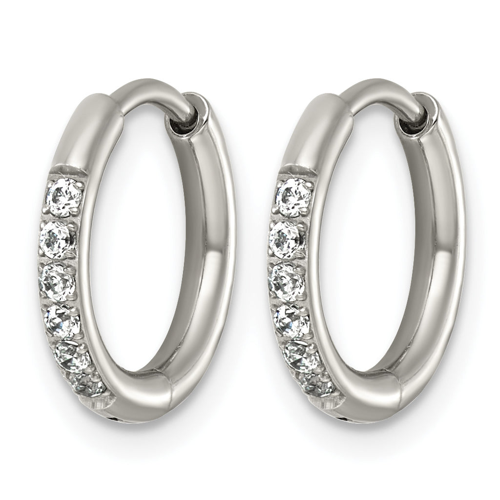 Titanium Hinged Cubic Zirconia Huggie Hoop Earrings for Women