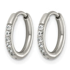 Titanium Hinged Cubic Zirconia Huggie Hoop Earrings for Women