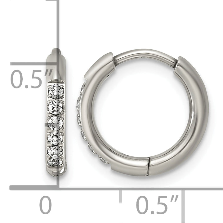 Titanium Hinged Cubic Zirconia Huggie Hoop Earrings for Women