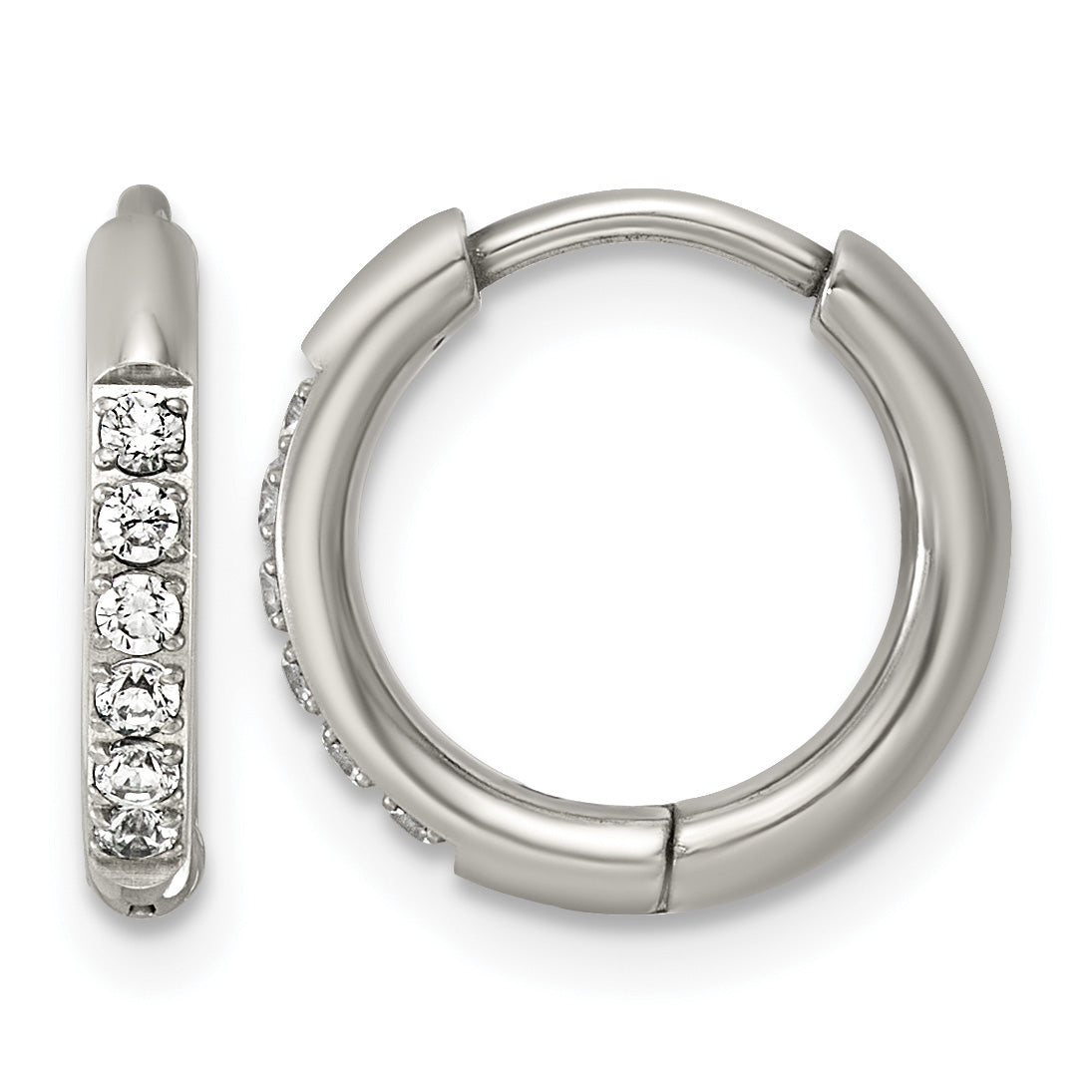 Polished Cubic Zirconia Titanium Hoop Earrings 13.8mm Main image