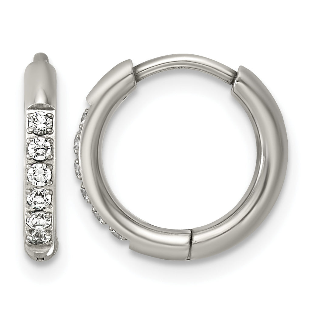 Titanium Hinged Cubic Zirconia Huggie Hoop Earrings for Women