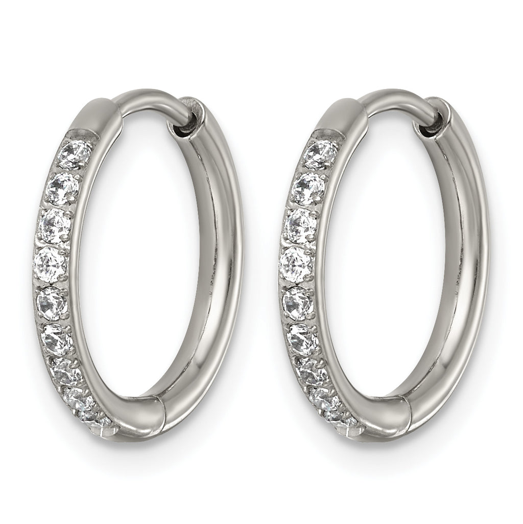 Titanium Hinged Cubic Zirconia Huggie Hoop Earrings for Women