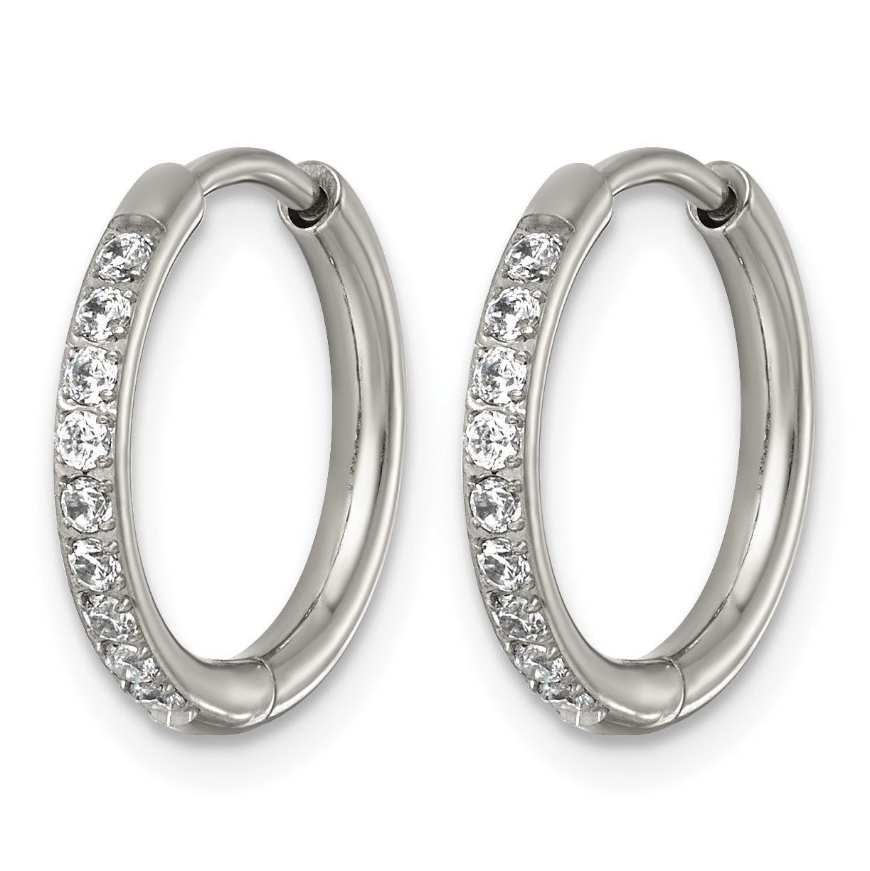 Titanium Hinged Cubic Zirconia Huggie Hoop Earrings for Women