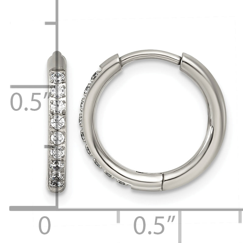 Titanium Hinged Cubic Zirconia Huggie Hoop Earrings for Women