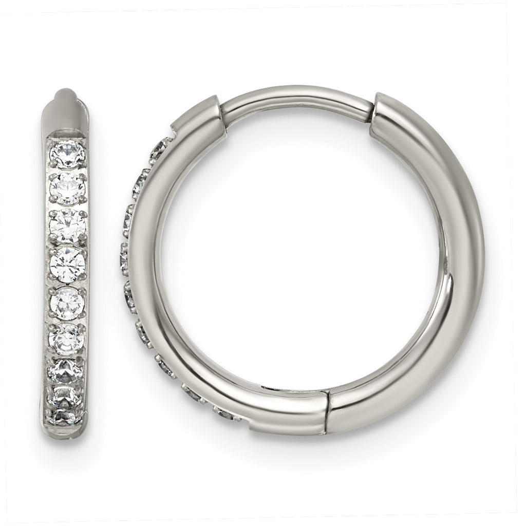 Titanium Hinged Cubic Zirconia Huggie Hoop Earrings for Women