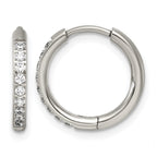 Titanium Hinged Cubic Zirconia Huggie Hoop Earrings for Women