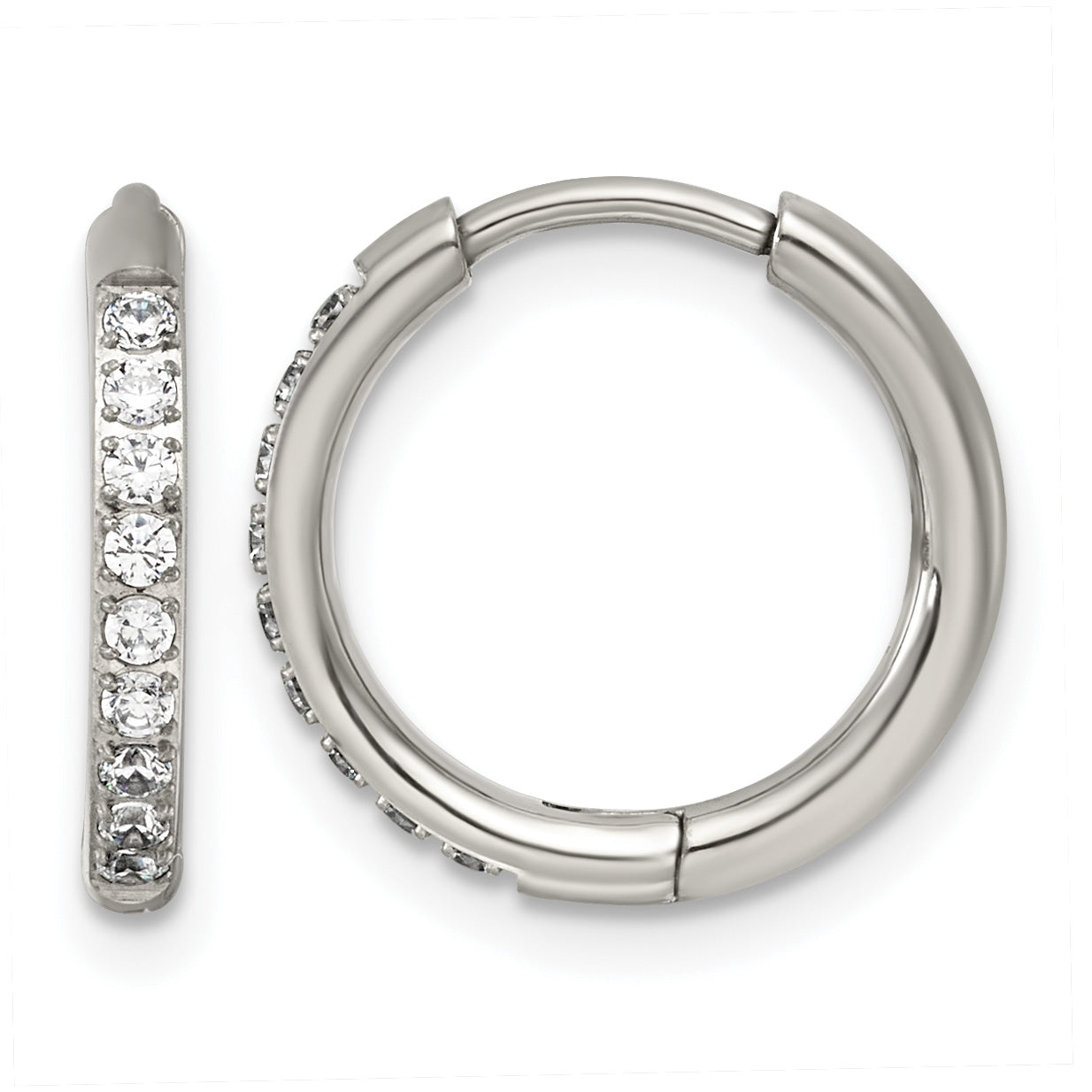 Titanium Hinged Cubic Zirconia Huggie Hoop Earrings for Women
