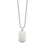 Chisel Titanium Brushed with .02 carat Diamond Accent Dog Tag Necklace