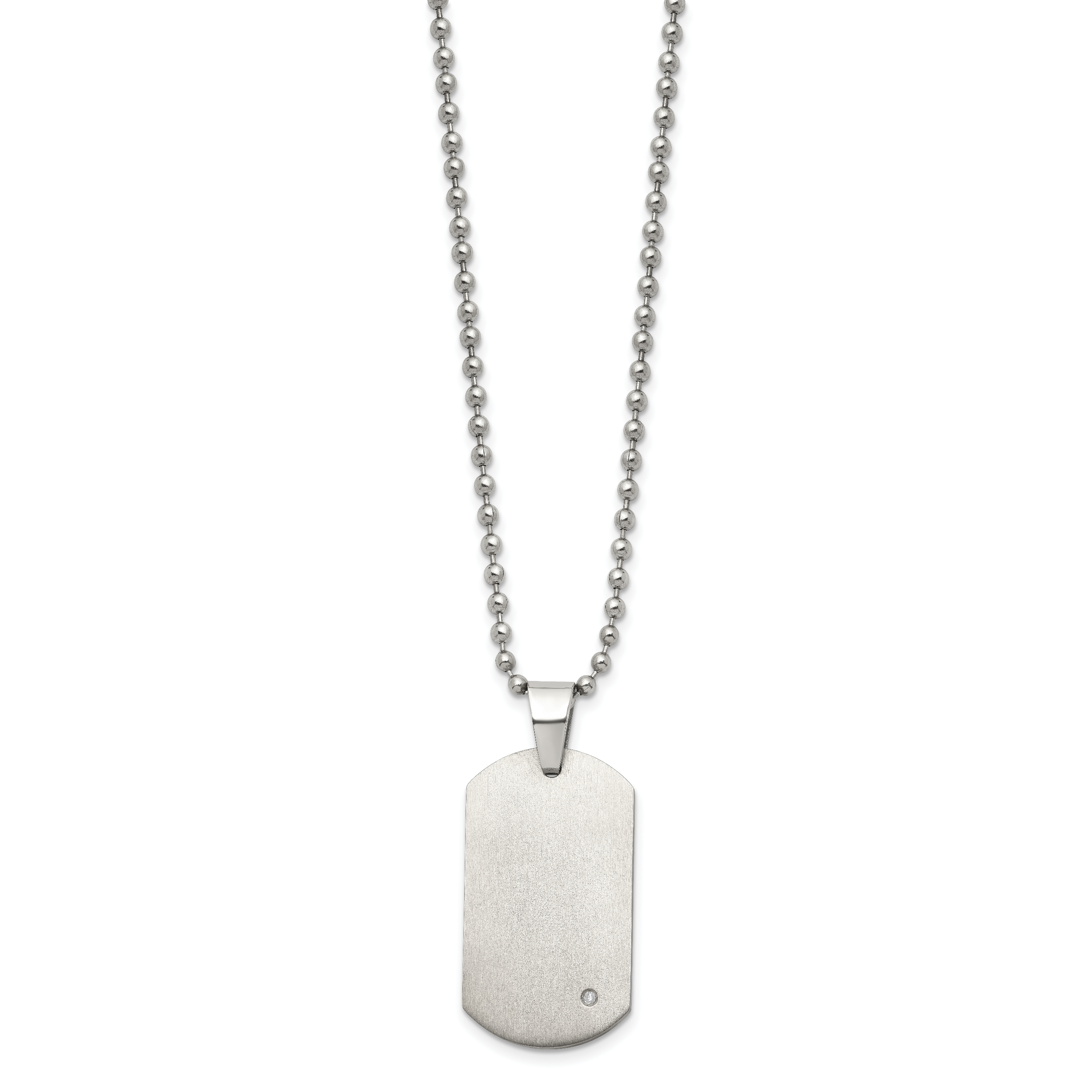 Chisel Titanium Brushed with .02 carat Diamond Accent Dog Tag Necklace
