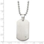 Chisel Titanium Brushed with .02 carat Diamond Accent Dog Tag Necklace