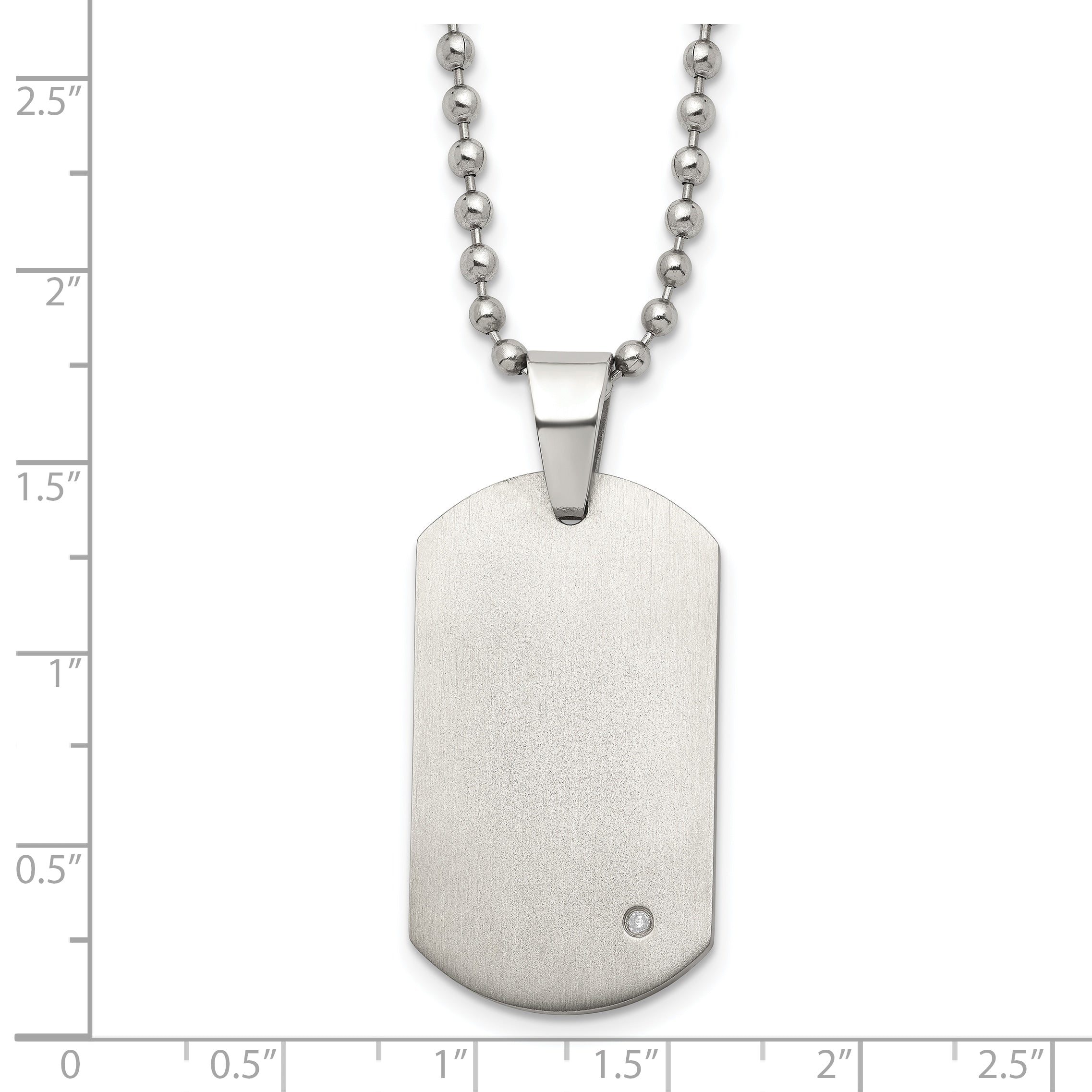 Chisel Titanium Brushed with .02 carat Diamond Accent Dog Tag Necklace