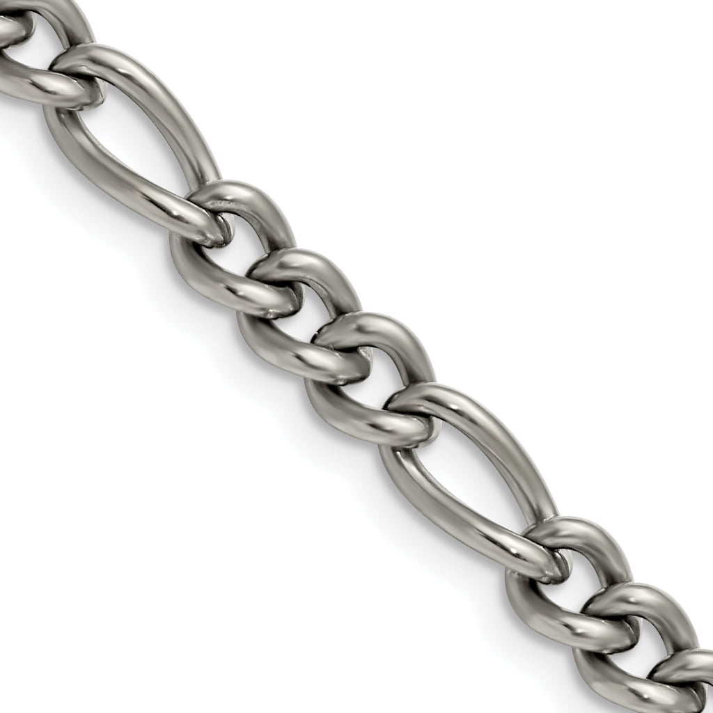 Chisel Titanium Polished 7mm Figaro Chain