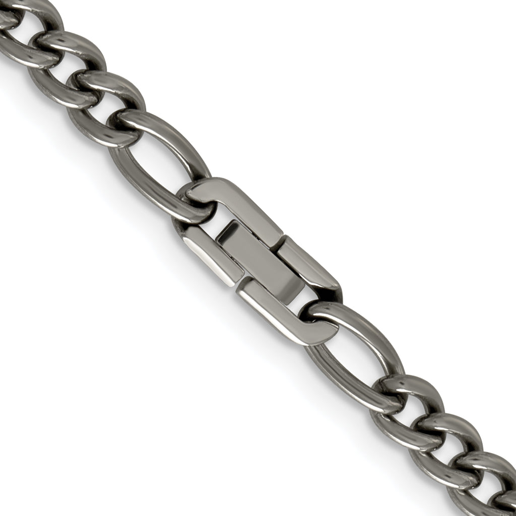 Chisel Titanium Polished 7mm Figaro Chain