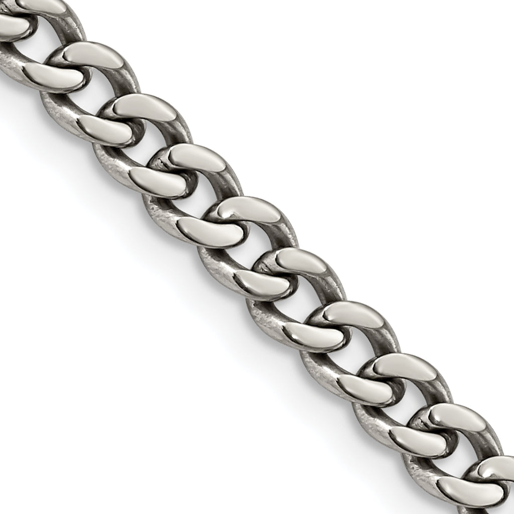 Men's Titanium Curb Chain Necklace 5.5mm