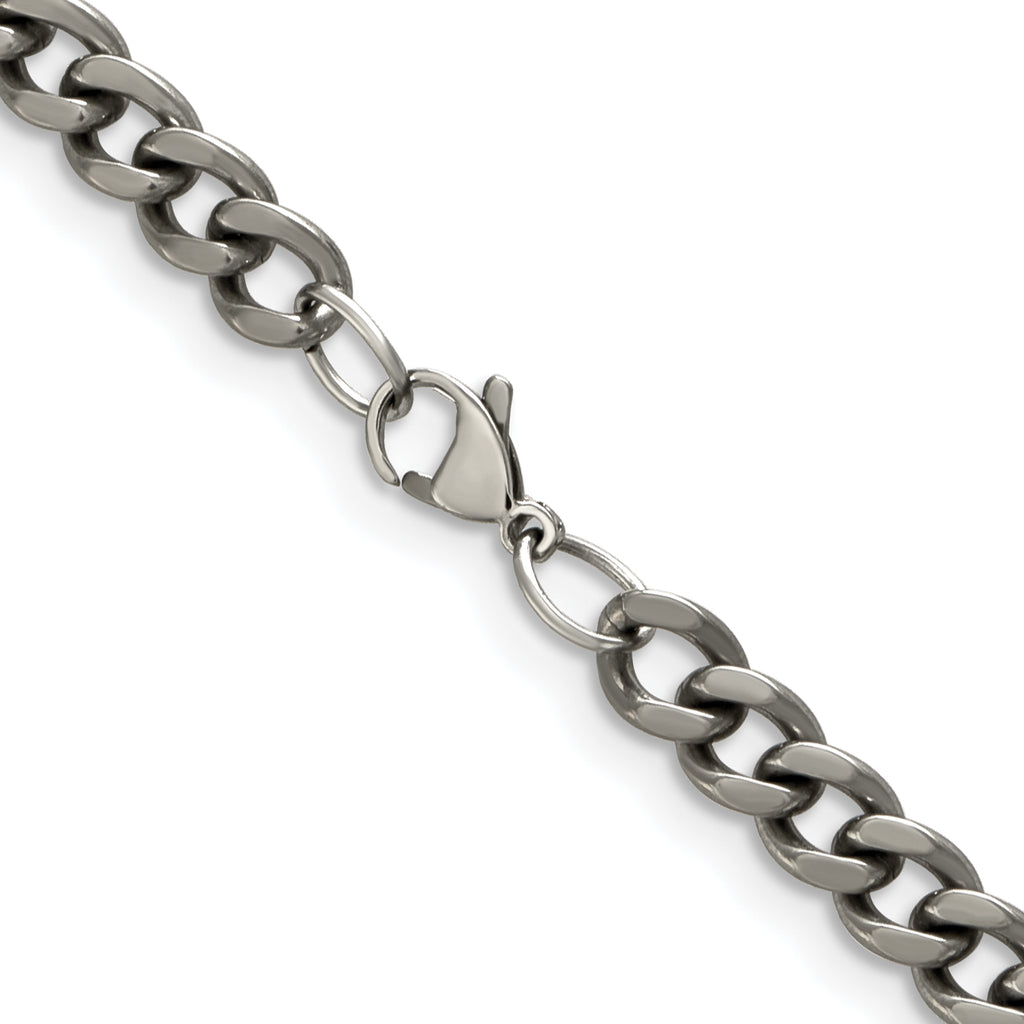 Men's Titanium Curb Chain Necklace 7.5mm