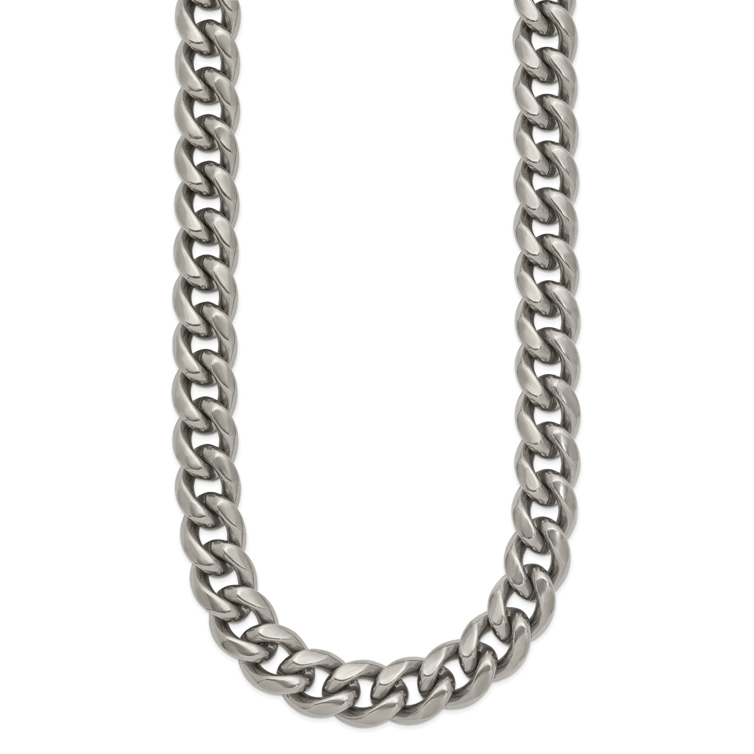 Titanium Polished 10.00mm Curb 22in Necklace